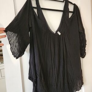 Free People Black Flowy Blouse